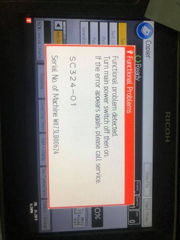 Sửa máy photocopy ricoh báo lỗi SC 324-01