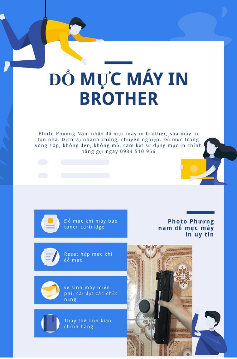đổ mực máy in brother