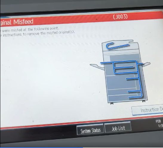 Sửa máy photo ricoh bị lỗi p1-j003