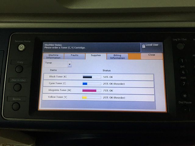báo lỗi hết mực máy photo xerox màu